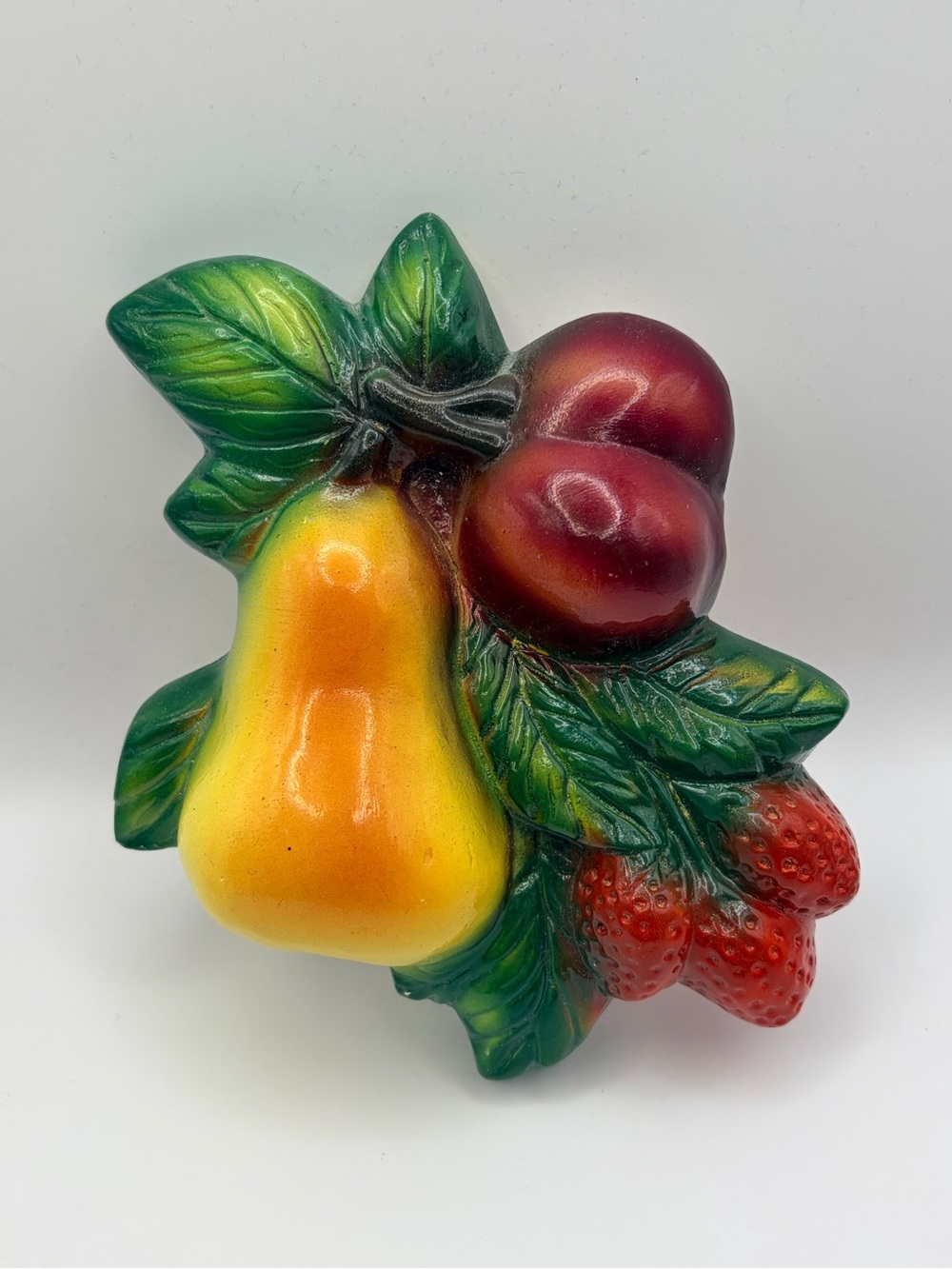 Vintage Mid-Century Favor Ware Chalkware Fruit Wall Plaque, Made in Canada